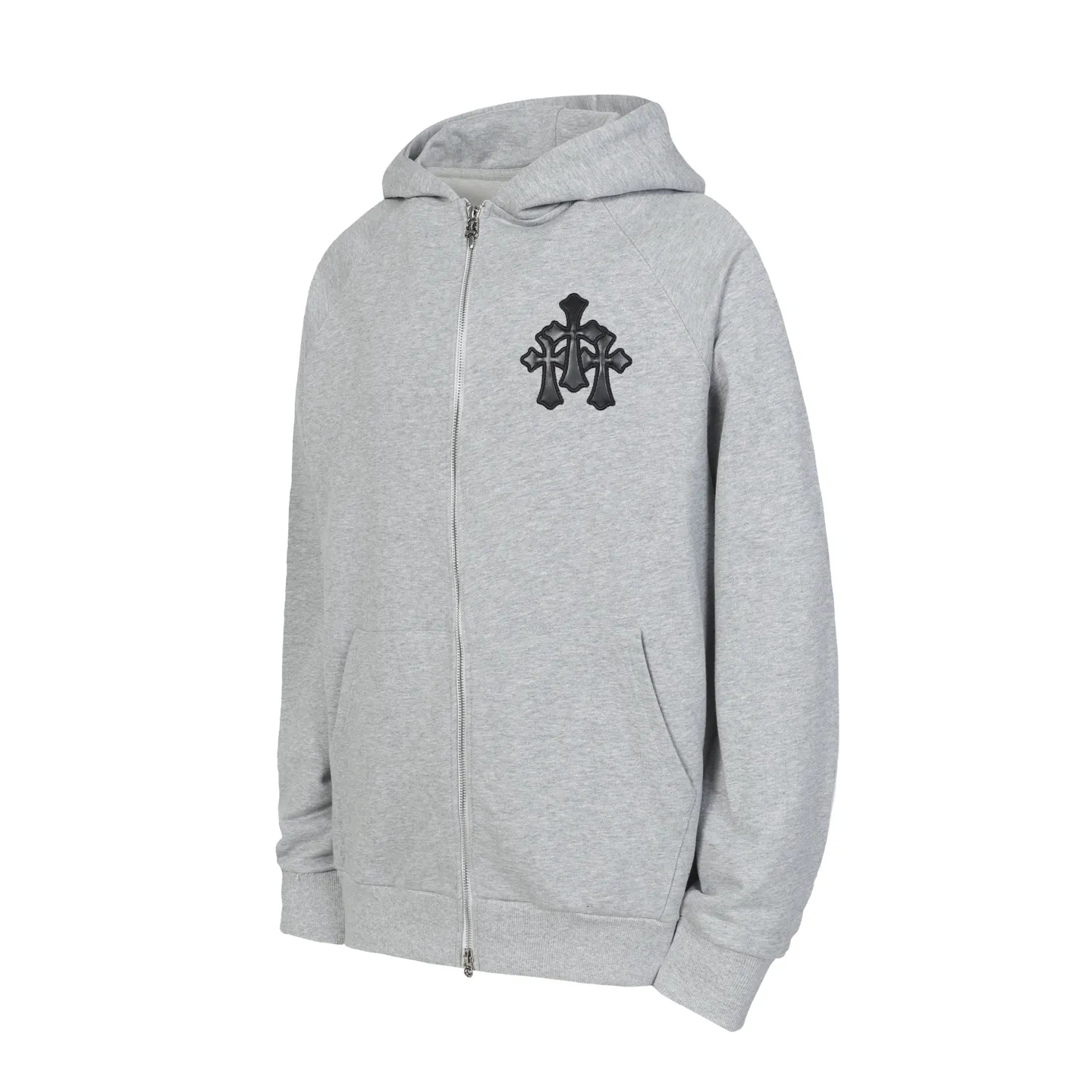 P260 Model 04 Cross-border running quantity, please do not place an order if you pursue quality - Chrome Hearts/Chrome Hearts leather cross ✝️raglan sleeve zipper sweatshirt cardigan jacket - high weight, high density and high quality, soft, delicate and skin-friendly wool, soft and silky to the touch, excellent warmth and skin-friendly properties - custom-woven and dyed, no color difference, no matter the fabric or workmanship details, it beats the ordinary version on the market - Hardware zipper accessories are all customized, full of details -Colour: Black Gray -Size: S M L XL